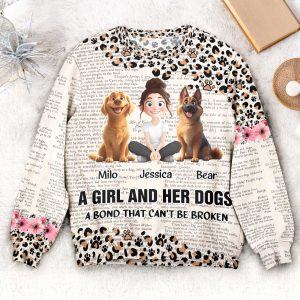 A Girl And Her Dogs Unbreakable Bond - Personalized 3D Printed Sweatshirt