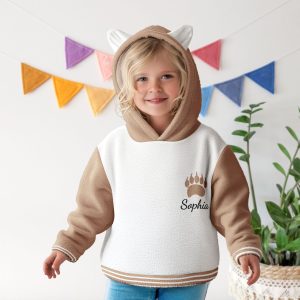 Cute Bears Gift For Son Daughter - Personalized Kid Fleece Hooded Sweatshirt With Ears