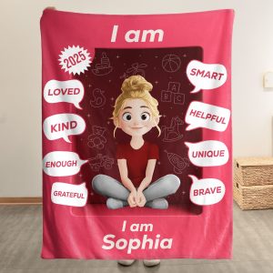 I Am Kind Kid Affirmation Toy Box - Personalized Blanket Big Size