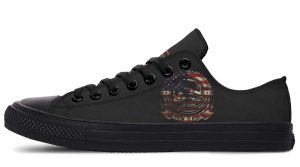 American Flag Pattern Black Lowtop Sneakers - Born To Ride Edition