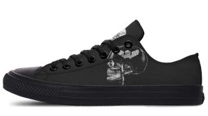 Skull Helmet Black Lowtop Sneaker - Edgy Graphic Streetwear